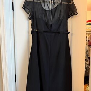 Calvin Klein Black Midi Dress with Sheer Overlay vintage 2008